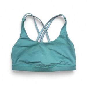 Lululemon Teal Energy‎ Sports Bra Size 8 Criss Cross Back Two Toned